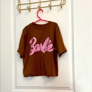 Barbie Kids Brown T-Shirt with Pink Logo